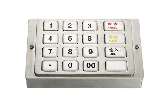 RS-232 IP65 Stainless Kiosk Keypad Support DES Kiosk Metal Keyboard